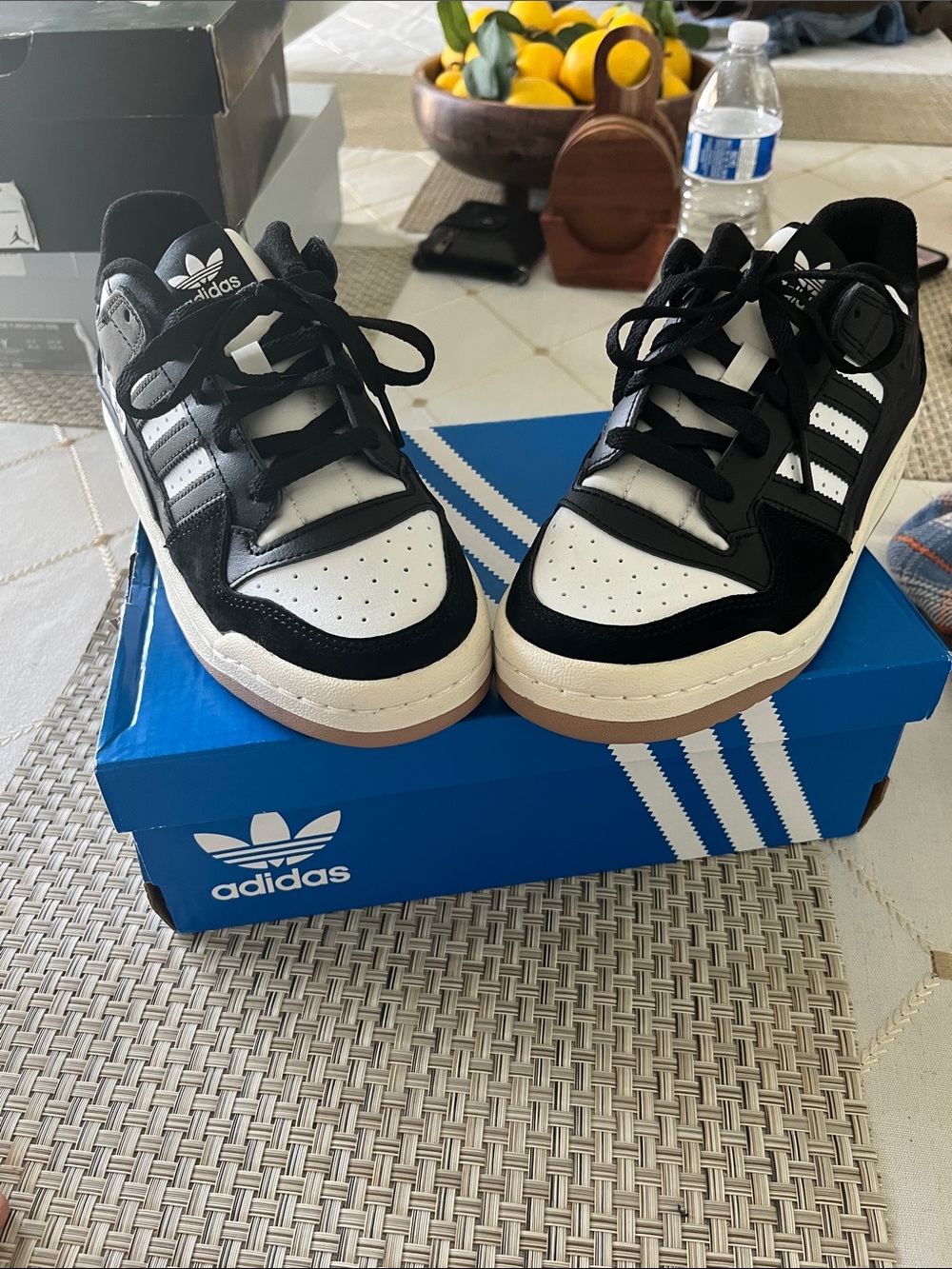 adidas Kids Black and White Low-Top Sneakers with Gum Sole